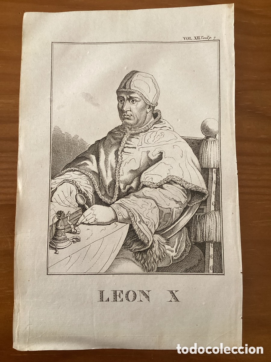 Arte: Retrato grabado de papa L&eacute;on X (1475-1521). Pont&iacute;fice desde 1513, nacido Giovanni de M&eacute;dicis.