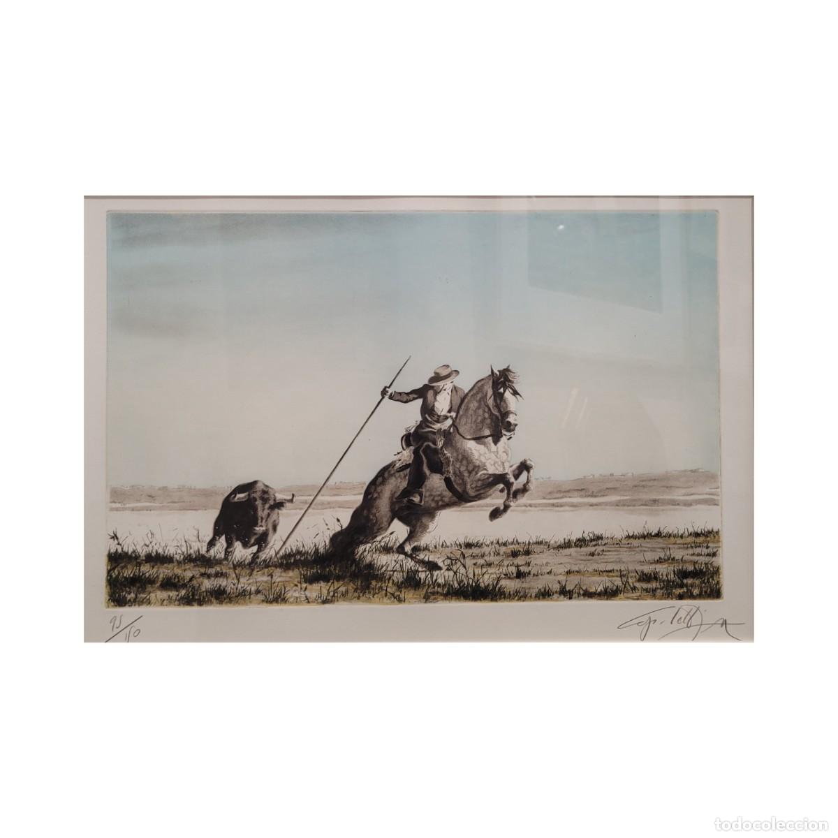 Arte: Grabado &rdquo;Arremetida&rdquo; 95/150 de la serie &rdquo;Caballo torero&rdquo;, Jos&eacute; Manuel Capuletti, 1973 - Firmado