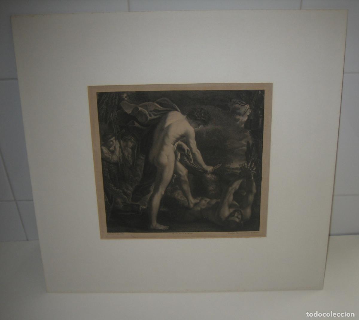 Arte: GRABADO. FRANCIA, SIGLO XVIII. APOLO DESOLLANDO A MARSIAS. A PARTIR DE UNA PINTURA DE IL GUERCINO.