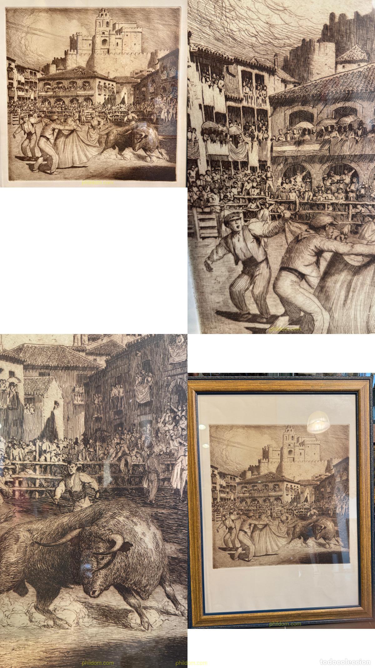 Arte: JOSE PEDRAZA OSTOS - TOROS EN TUR&Eacute;GANO - PRECIOSO GRABADO TAURINO