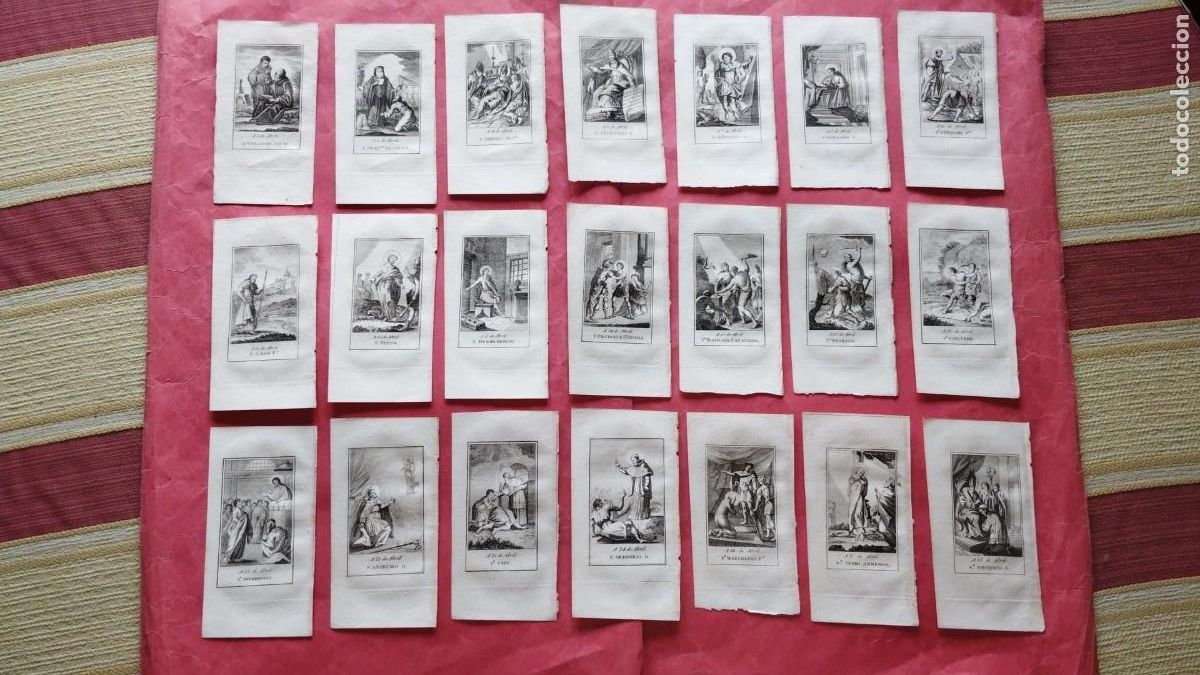 Arte: GRABADOS.-SANTOS.-SANTAS.-OBISPOS.-RELIGION.-LOTE DE 21 GRABADOS RELIGIOSOS.-A&Ntilde;O 1819.