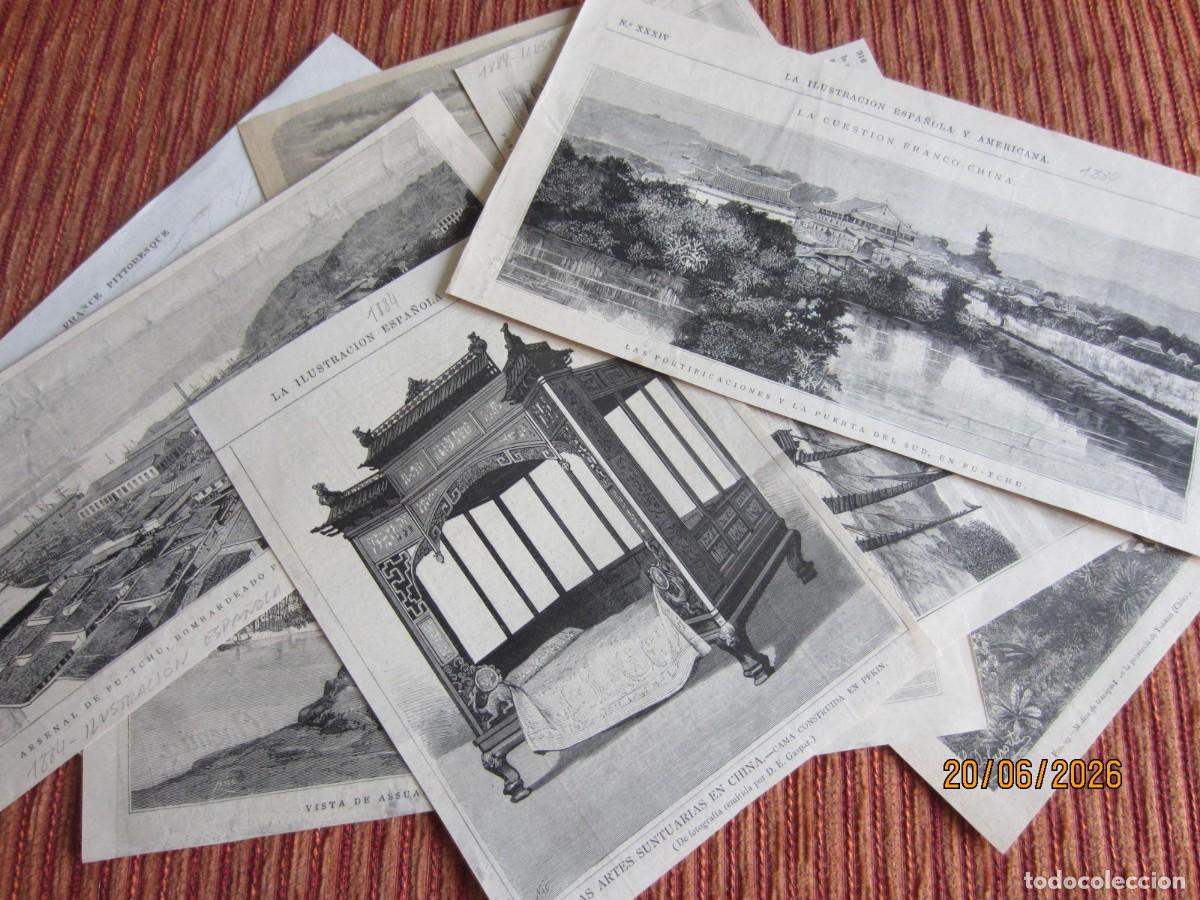 Arte: SIGLO XIX- 11 GRABADOS DE CHINA.ORIGINALES. ILUSTRACI&Oacute;N ESPA&Ntilde;OLA AMERICANA Y OTROS