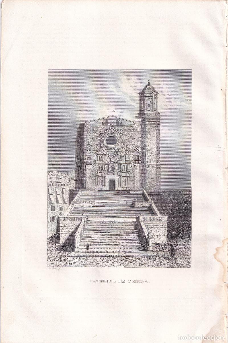 Arte: GRABADO. CATEDRAL DE GERONA. GIRONA. 1852. 24,5 X 16,5 CM.