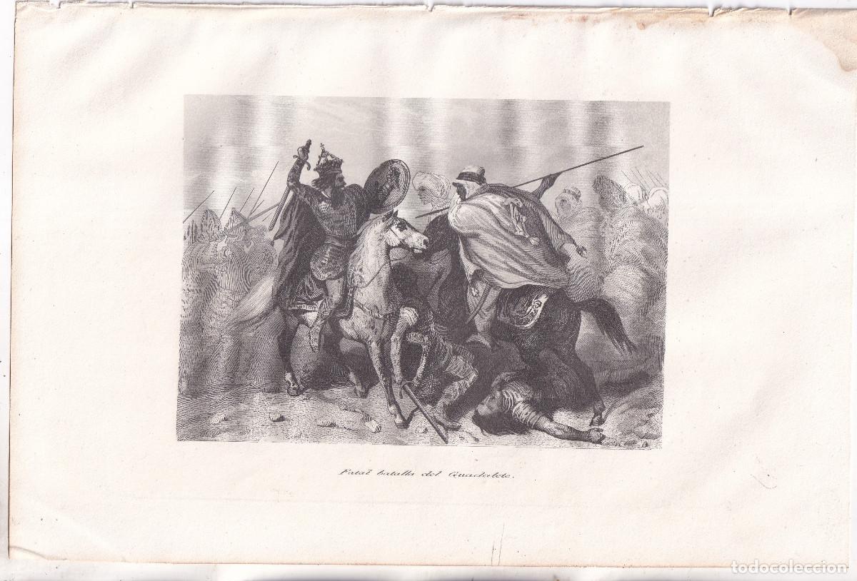 Arte: GRABADO. FATAL BATALLA DEL GUADALETE. 1852. 24,5 X 16,5 CM.