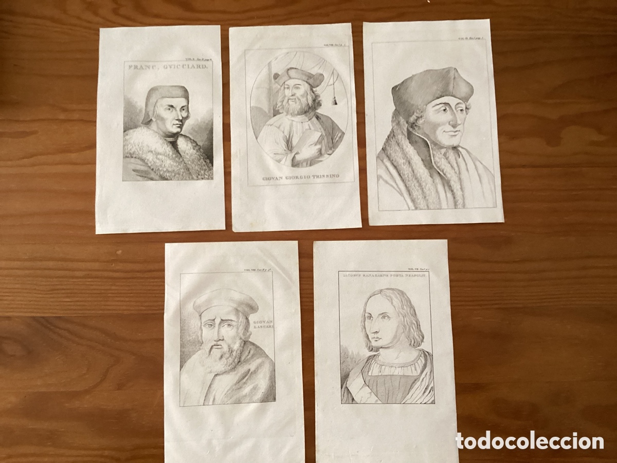 Arte: Cinco retratos grabados de la obra de William Roscoe: &ldquo;Vita e pontificato di Leone X&rdquo;.