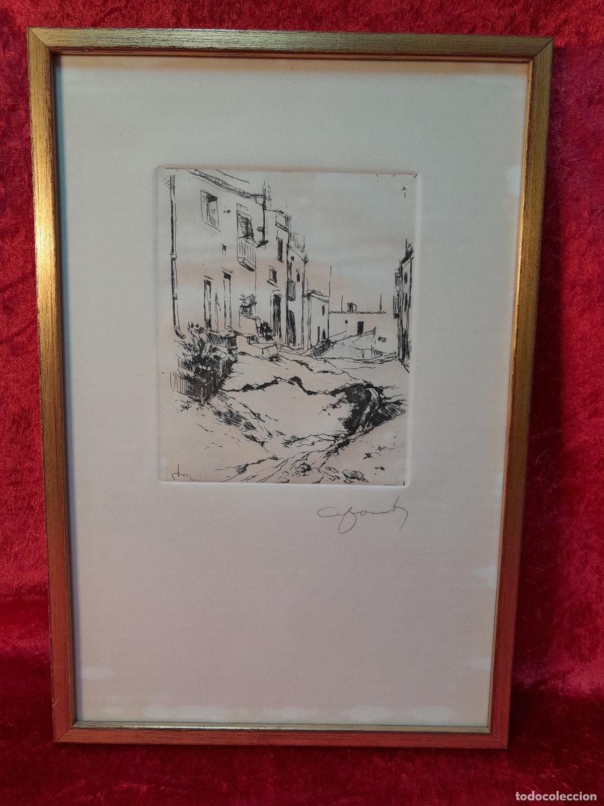 Art: C-2030. ANDREU FONTS NOGU&Eacute;S (1898&ndash;1974). GRABADO. PAISAJE URBANO. 1950 CA.