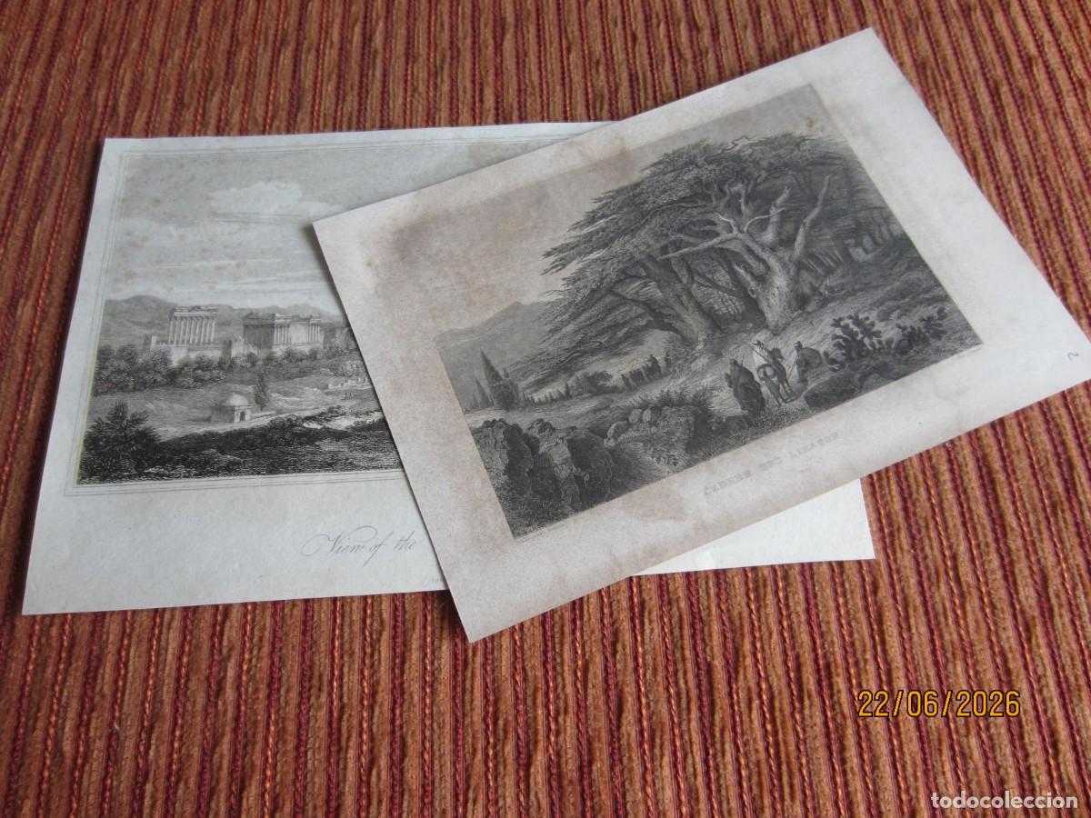 Arte: 1809 Y 1860- 2 GRABADOS DE L&Iacute;BANO.BALBEC HELI&Oacute;POLIS Y CEDROS DEL L&Iacute;BANO. ORIGINALES