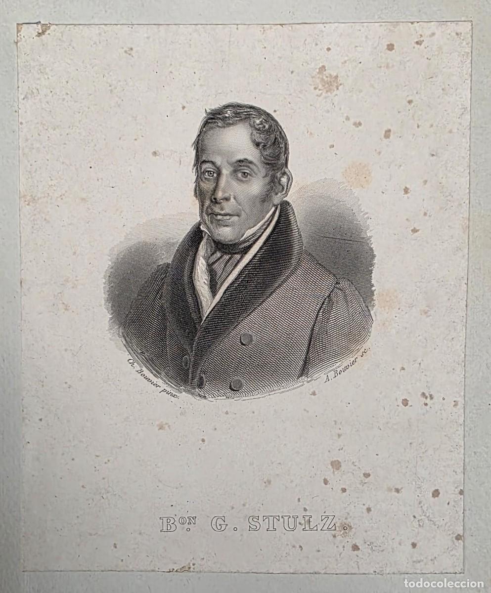 Arte: Grabado antiguo de B. G. Stulz &ndash; Retrato hist&oacute;rico grabado por A. Bouvier &ndash; L&aacute;mina original