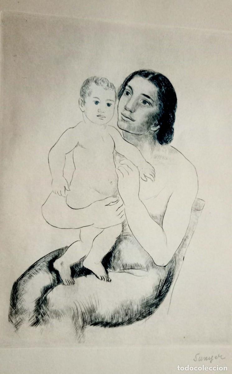 Arte: SUNYER - MATERNIDAD - GRABADO FIRMADO A L&Aacute;PIZ
