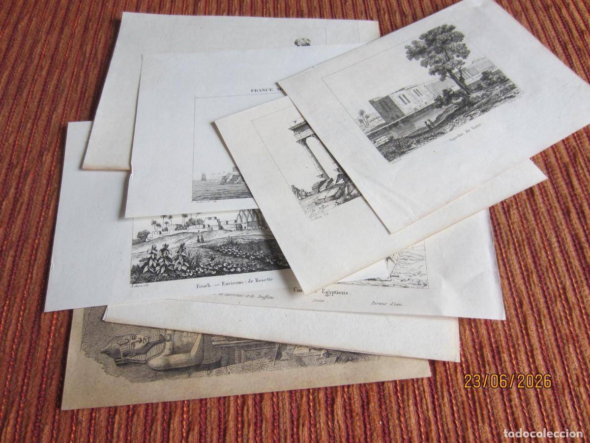 Arte: SIGLO XIX- 9 GRABADOS DE EGIPTO. ORIGINALES