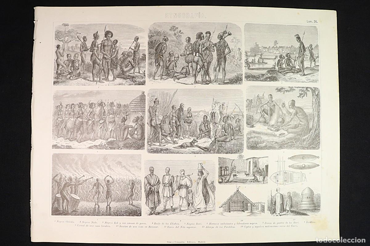 Kunst: Grabado Etnograf&iacute;a 26. Tribus. Bari, Chiluko, Kek. Engraving Ethnography 26. Tribes.