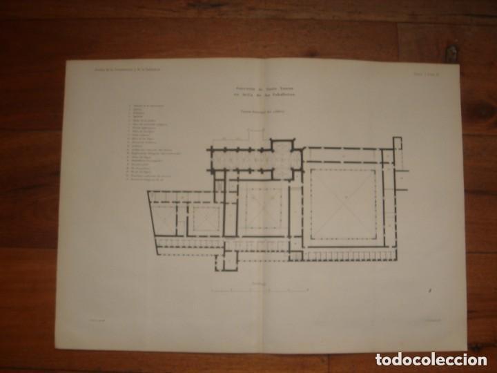 Art: GRABADO ARQUITECTURA PLANO PLANTA PRINCIPAL MONASTERIO SANTO TOM&Aacute;S, &Aacute;VILA, ORIGINAL MADRID,1876