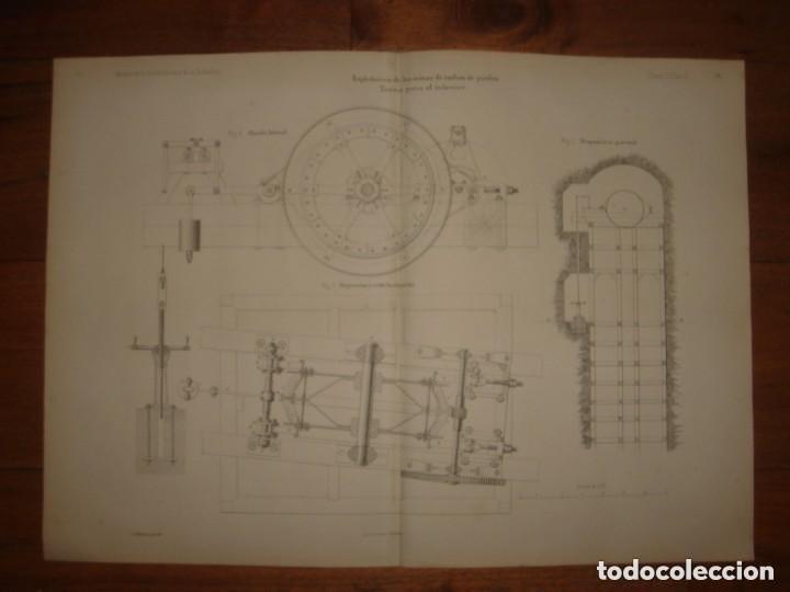 Arte: GRABADO TECNOLOG&Iacute;A S.XIX, TORNO INTERIOR MINA DE CARB&Oacute;N, ORIGINAL MADRID,1876