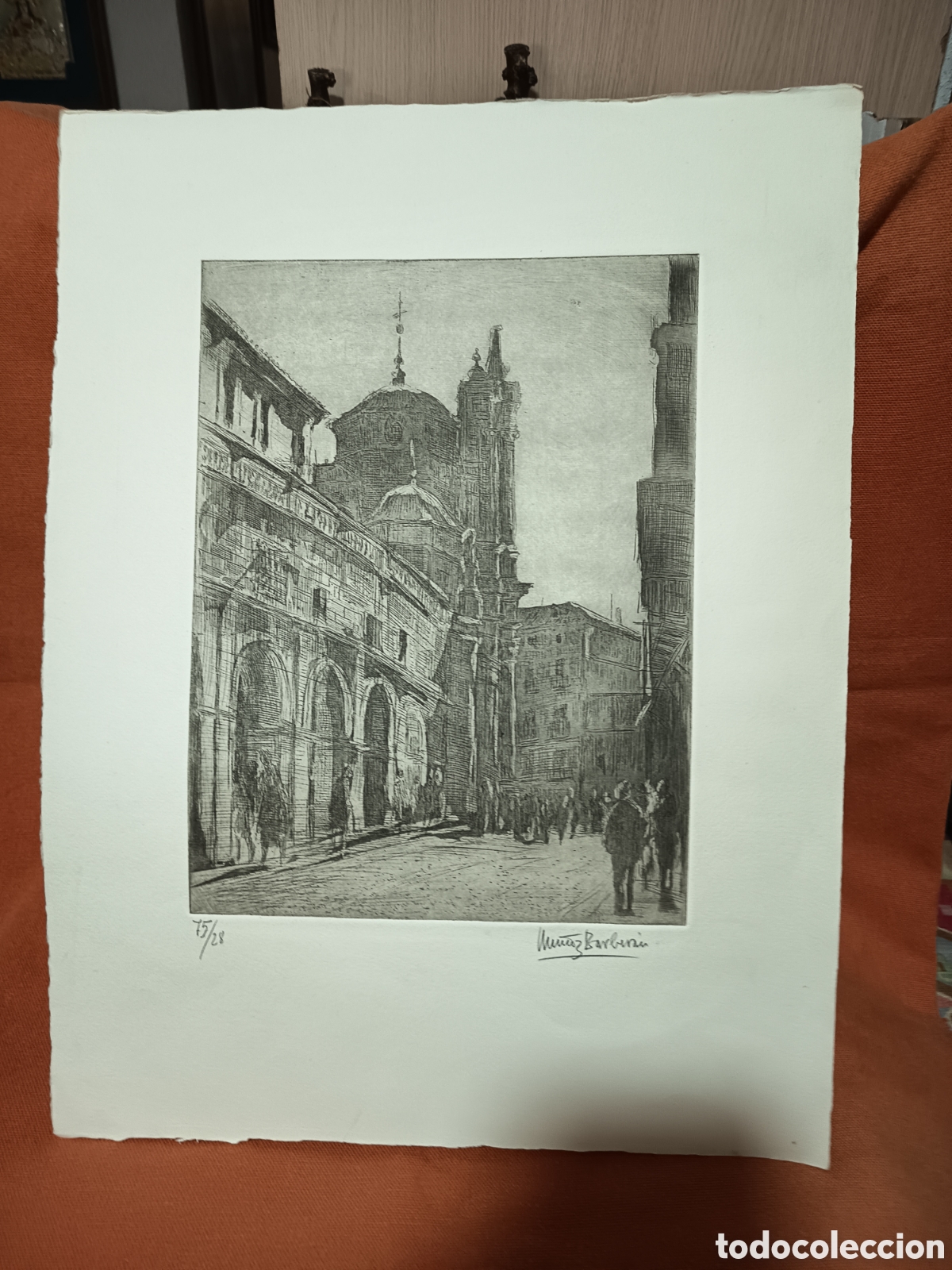 Arte: Grabado Mu&ntilde;oz Barberan soportales Catedral