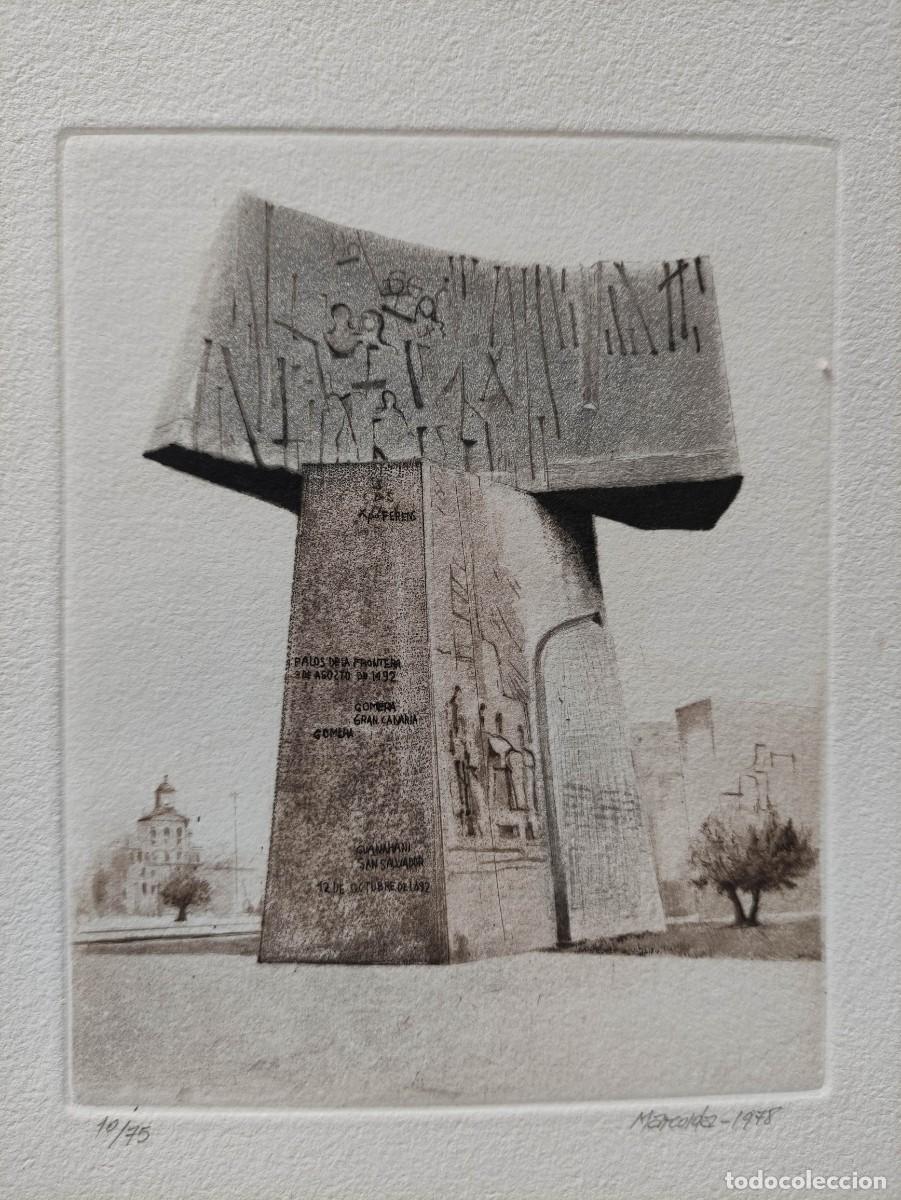 Arte: Grabado Original de J.A. Marcoida (1985) &ndash; Monumento Cortes de C&aacute;diz (Tirada Rara 9/15)