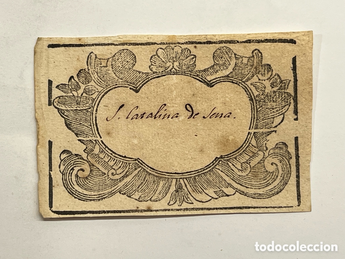 Arte: GRABADO.. ? Impresi&oacute;n Devocional Tarjeta de Visita Siglo XVIII..? Santa Catalina de Sena