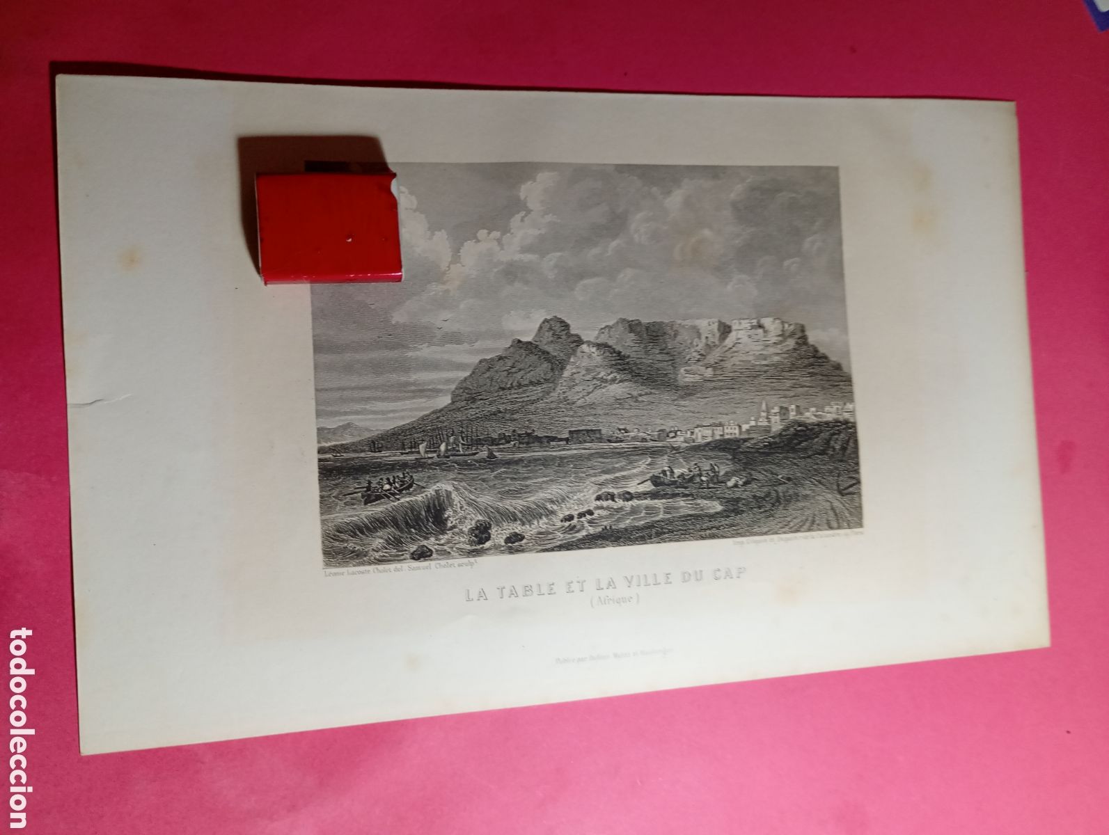 Arte: LA TABLE ET LA VILLE DU CAP (AFRIQUE) XIX ca. LEONIE LACOSTE CHOLET