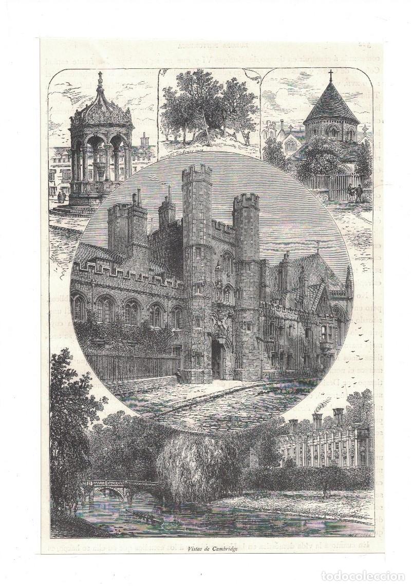 Arte: &ldquo;VISTAS DE CAMBRIDGE&rdquo; . Inglaterra. - Grabado.