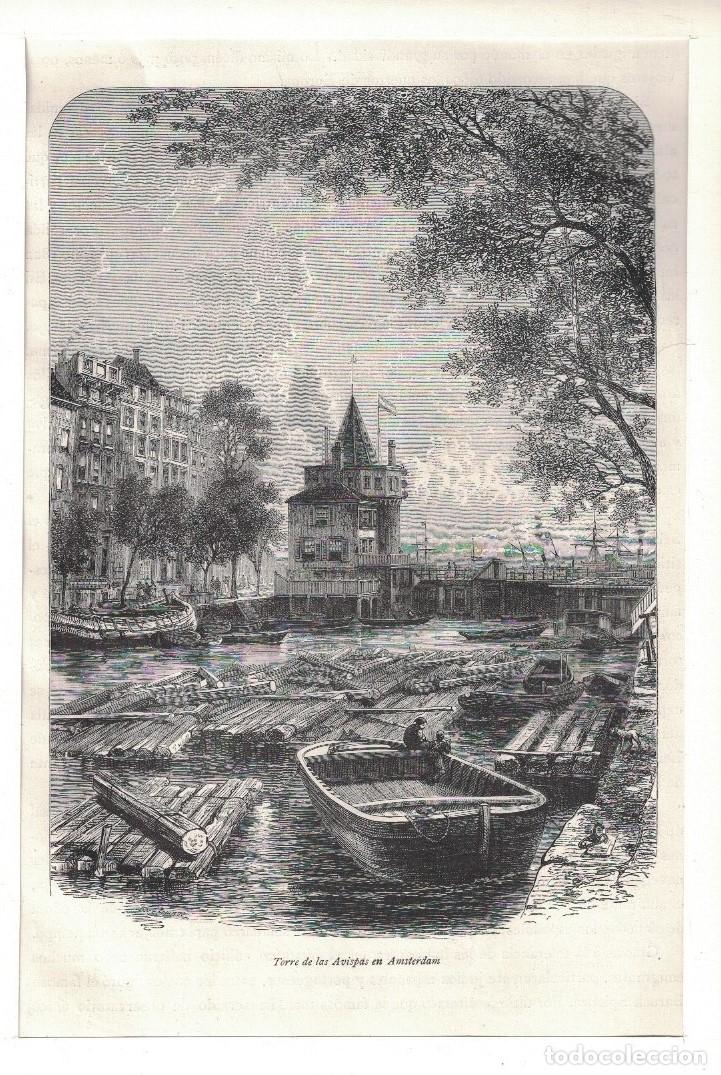 Arte: &ldquo;TORRE DE LAS AVISPAS EN AMSTERDAM&rdquo;. - Grabado. - Foto 1