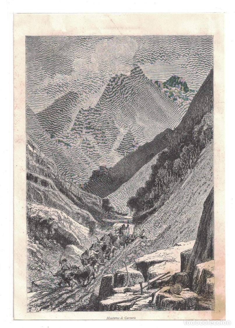 Arte: &ldquo;MONTA&Ntilde;AS DE CARRARA&rdquo;. Italia. - Grabado.