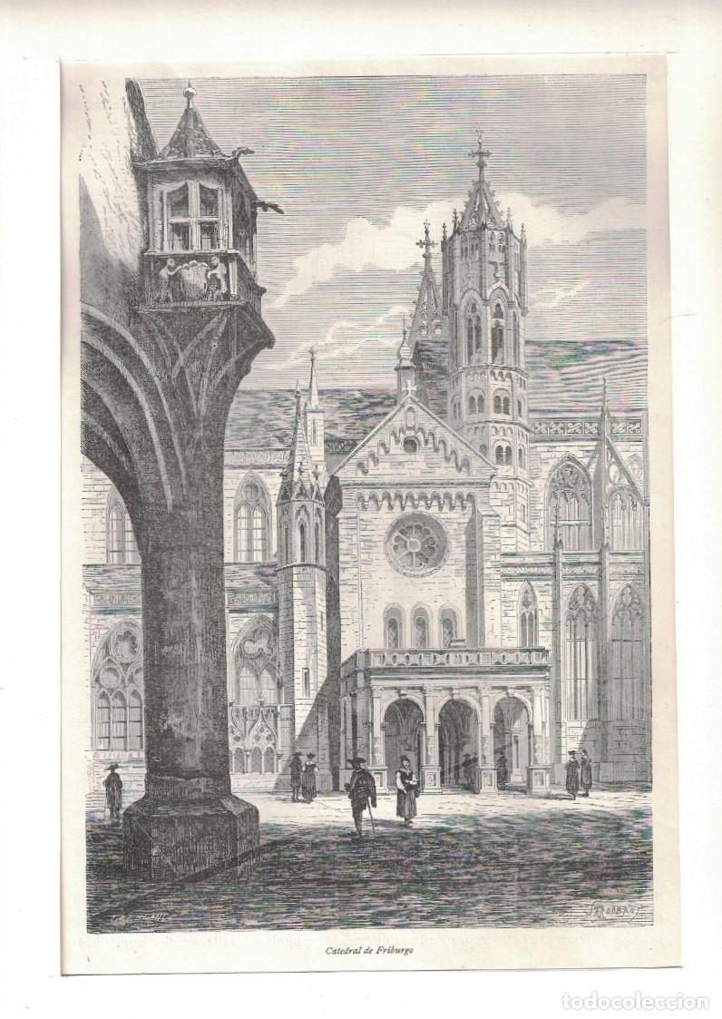 Arte: &ldquo;CATEDRAL DE FRIBURGO DE BRISGOVIA&rdquo; ALEMANIA. - Grabado.