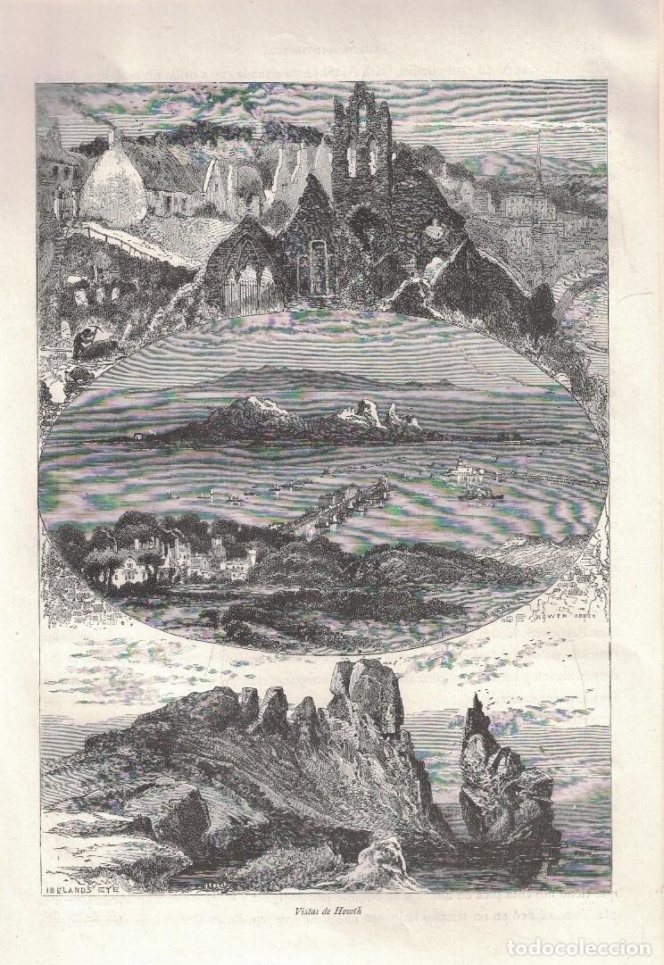 Arte: &ldquo;VISTAS DE HOWTH&rdquo; . Bahia de Dubl&iacute;n. - Grabado.