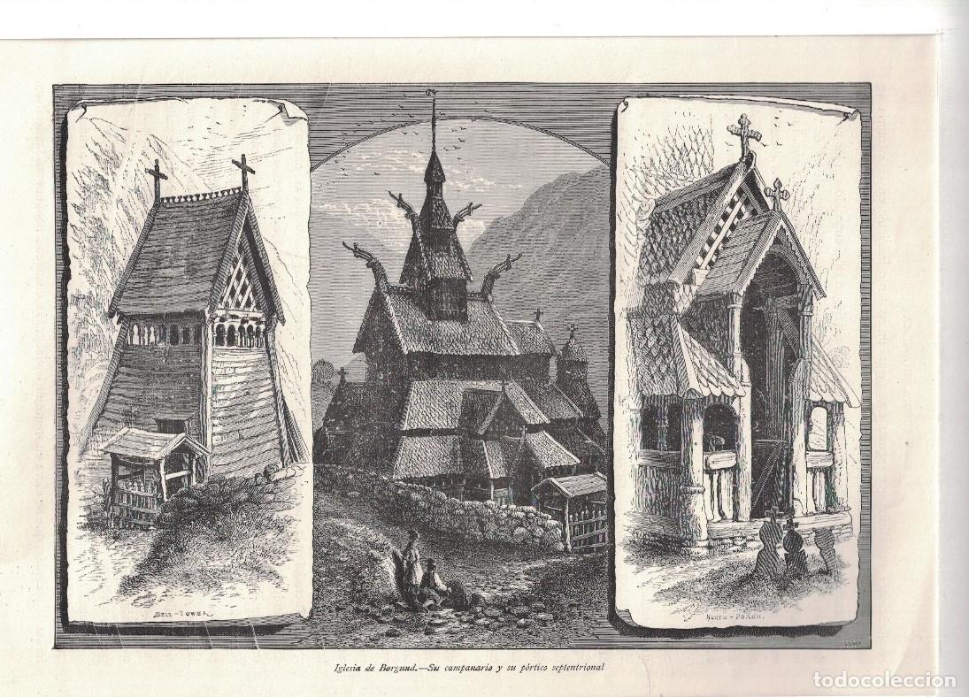 Arte: &ldquo;IGLESIA DE BORGUND&rdquo; . NORUEGA. - Grabado.