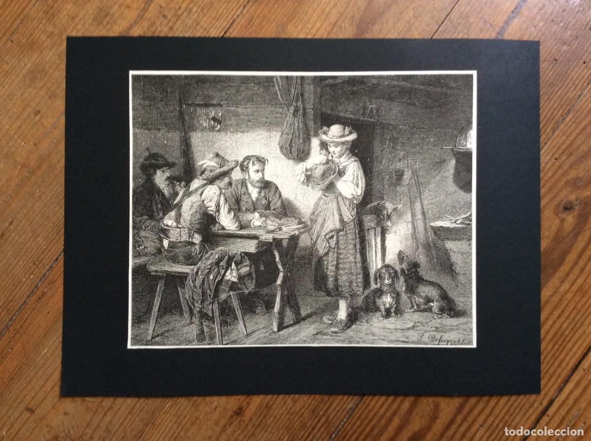 Arte: Uma estalagem em Tirol ( &Aacute;ustria ). Xilogravura do s&eacute;culo XIX, ap&oacute;s pintura de Franz von Defregger