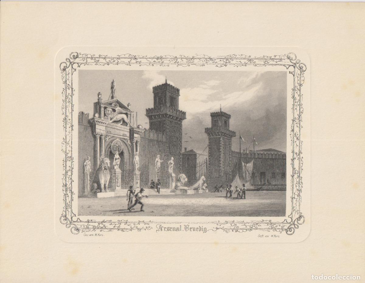 Arte: GRABADO ANTIGUO SIGLO XIX ARSENAL DE VENECIA CREADO POR M. KURZ