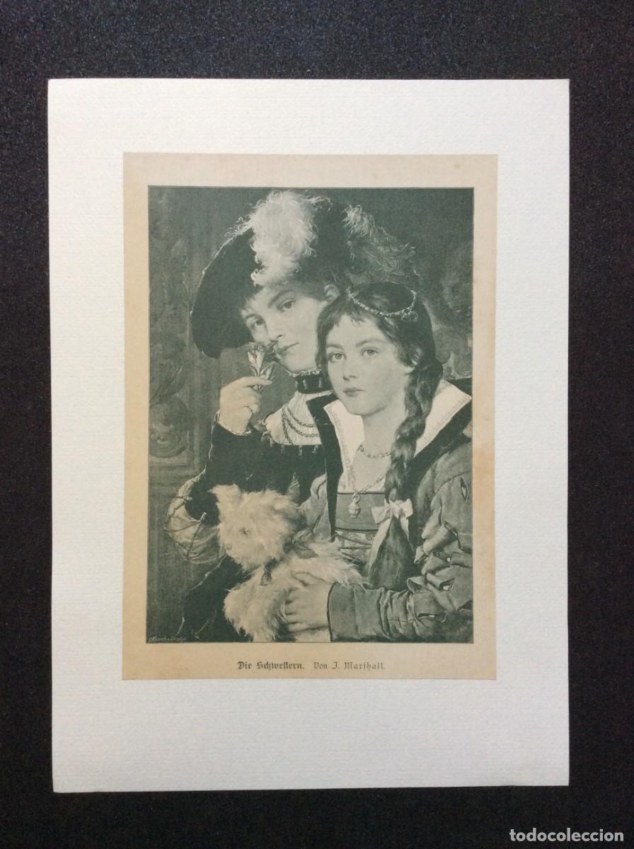 Arte: As Irm&atilde;s&rdquo; (no original, The Sisters). Por J. Marschall. Xilogravura alem&atilde;. Envio gr&aacute;tis