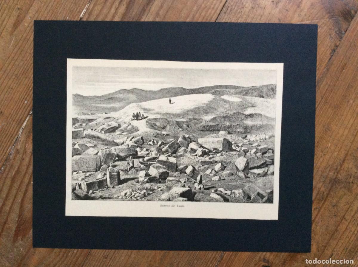Arte: Tema: M&eacute;dio Oriente - Ruinas de Tanis ( Egipto ). Xilogravura do s&eacute;culo XIX. Envio gr&aacute;tis.