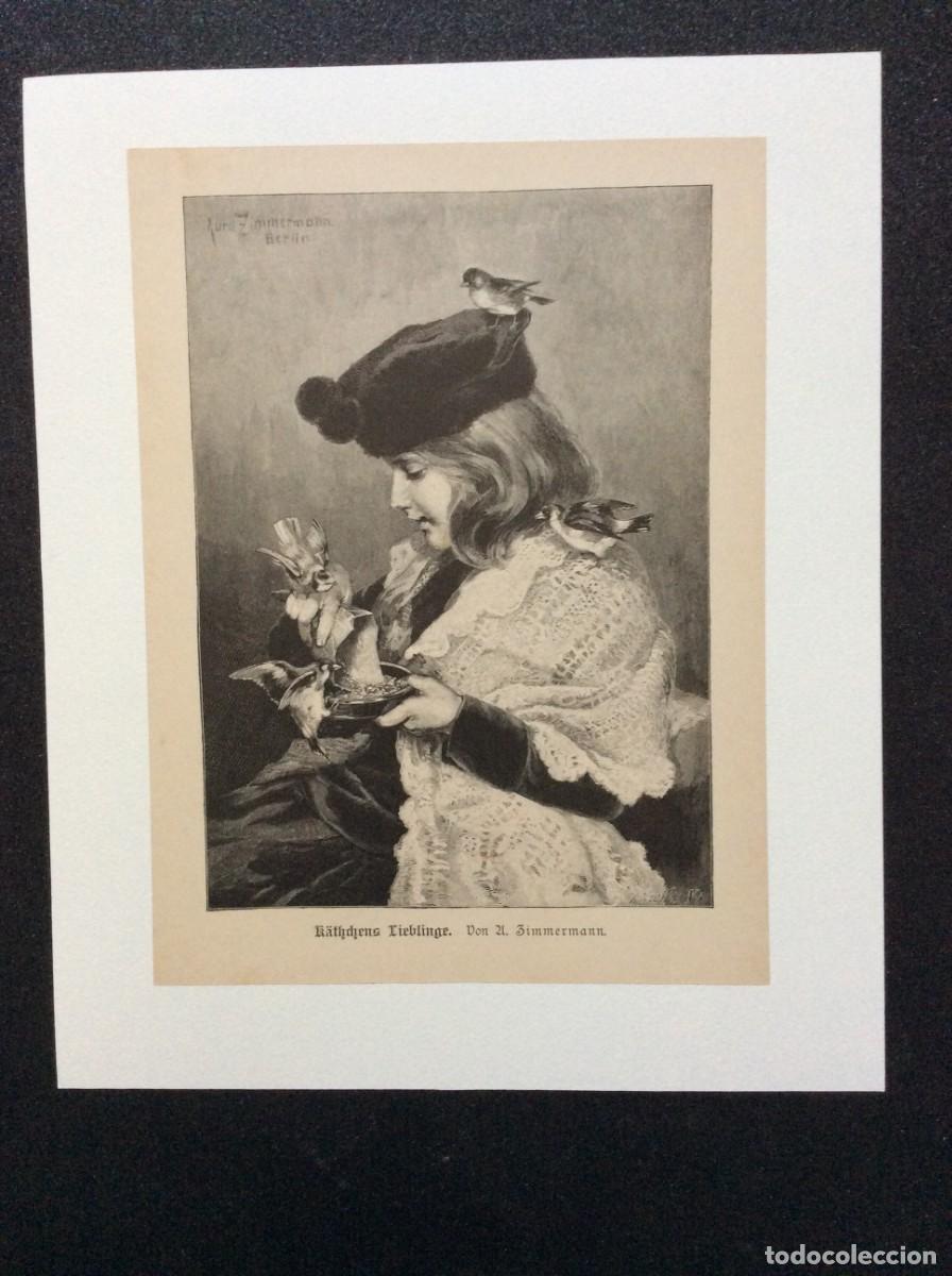 Arte: K&auml;thchens Lieblinge&rdquo; (Os Favoritos de K&auml;thchen ) Xilogravura alem&atilde;. Envio gr&aacute;tis
