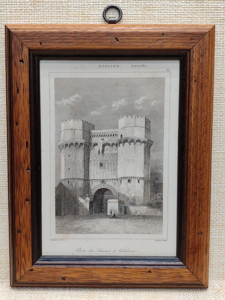Arte: Puerta de Los Serranos en Valencia, L&acute;Univers Pittoresque. Espagne. 1844. Cuadro.