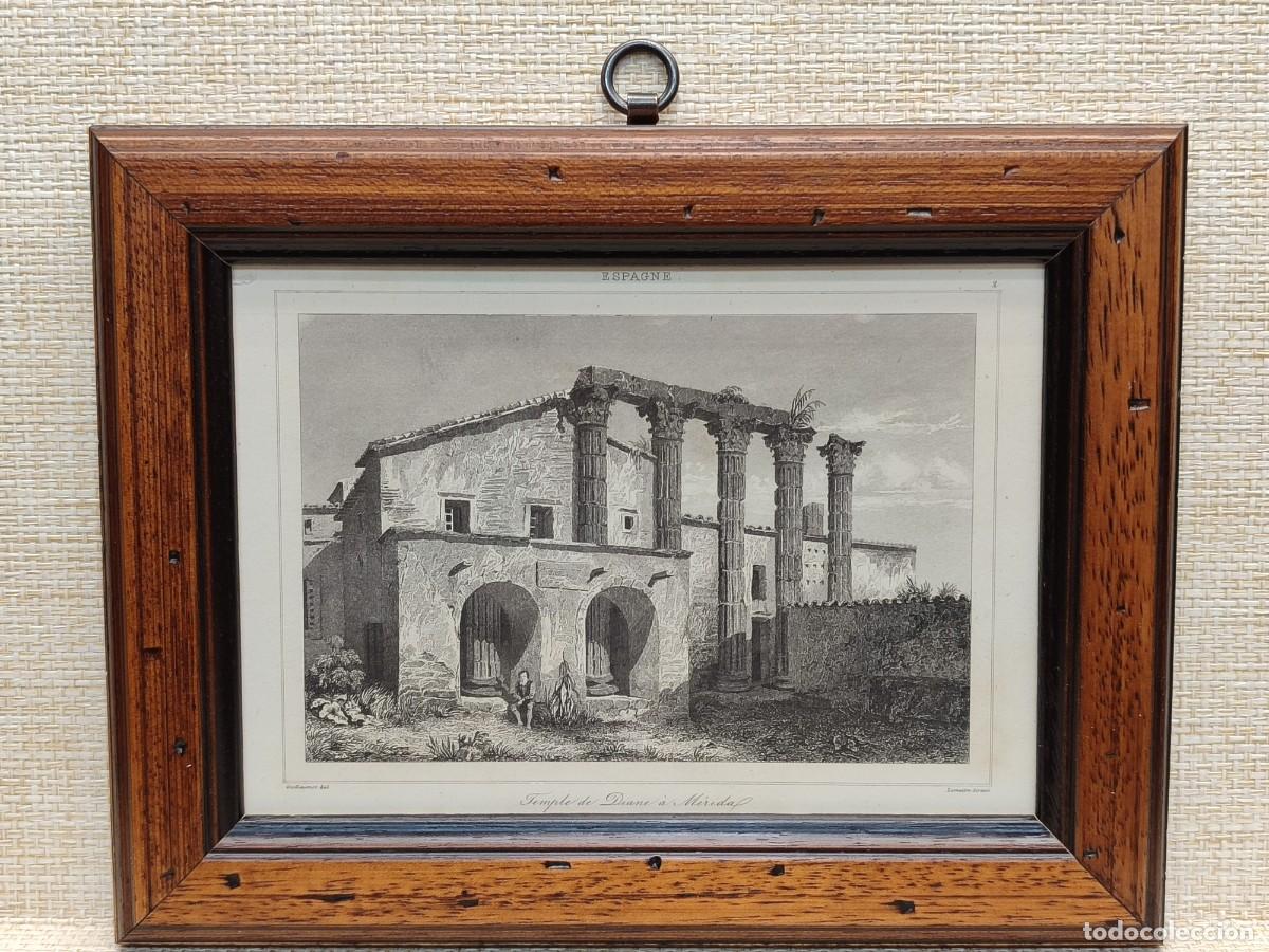 Arte: Templo de Diana en Merida, L&acute;Univers Pittoresque. Espagne. 1844. Cuadro.