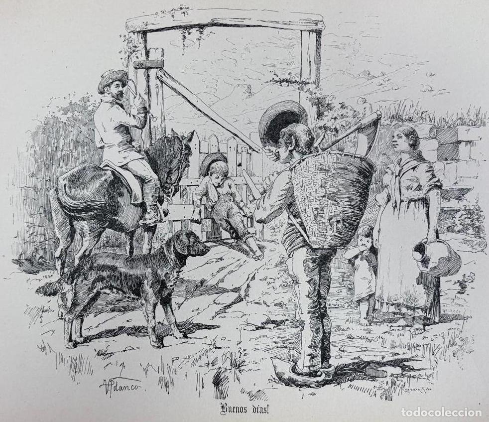 Arte: GRABADO &rdquo;BUENOS D&Iacute;AS&rdquo;. ESCENA COSTUMBRISTA C&Aacute;NTABRA, ADOLFO POLANCO, C.A. 1880