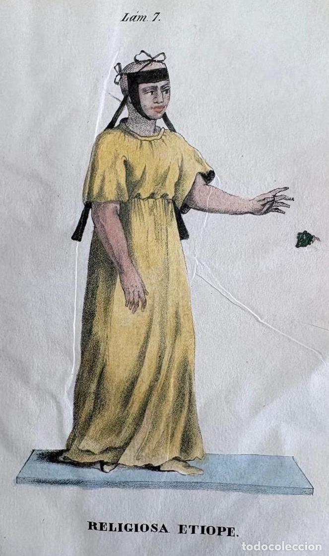 Art: GRABADO CALCOGR&Aacute;FICO COLOREADO A MANO. RELIGIOSA ET&Iacute;OPE, S. XIX