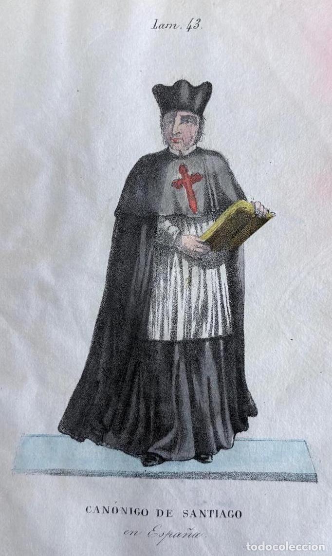 Arte: GRABADO CALCOGR&Aacute;FICO COLOREADO A MANO. CAN&Oacute;NIGO DE SANTIAGO, S. XIX