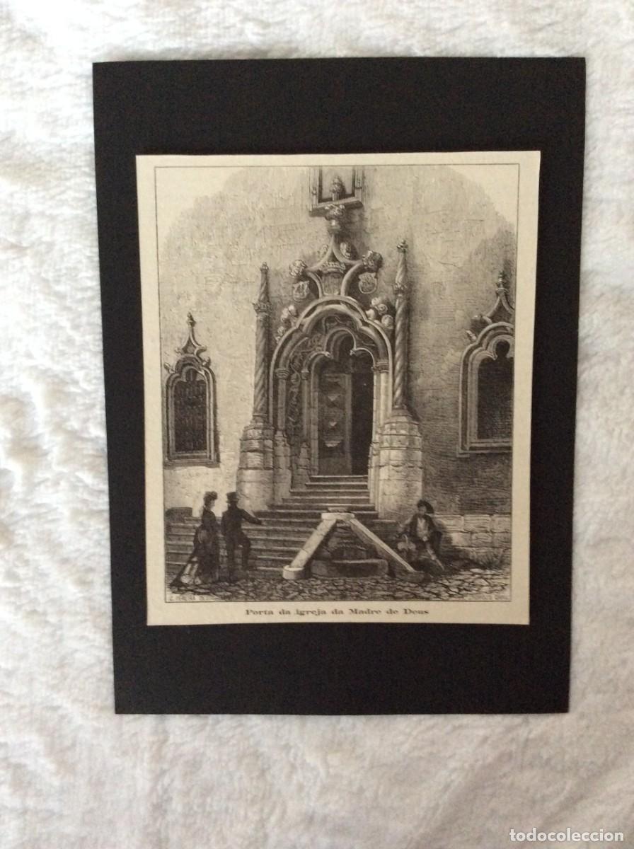 Arte: Porta da igreja de Madre de Deus, Lisboa. Gravura xilogr.do in&iacute;cio do s&eacute;culo XX