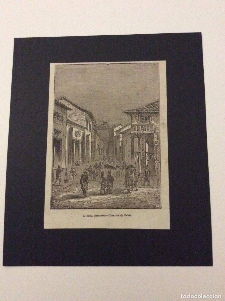 Arte: Tema: A China pittoresca. Uma rua de Pekin. Xilogravura de 1880