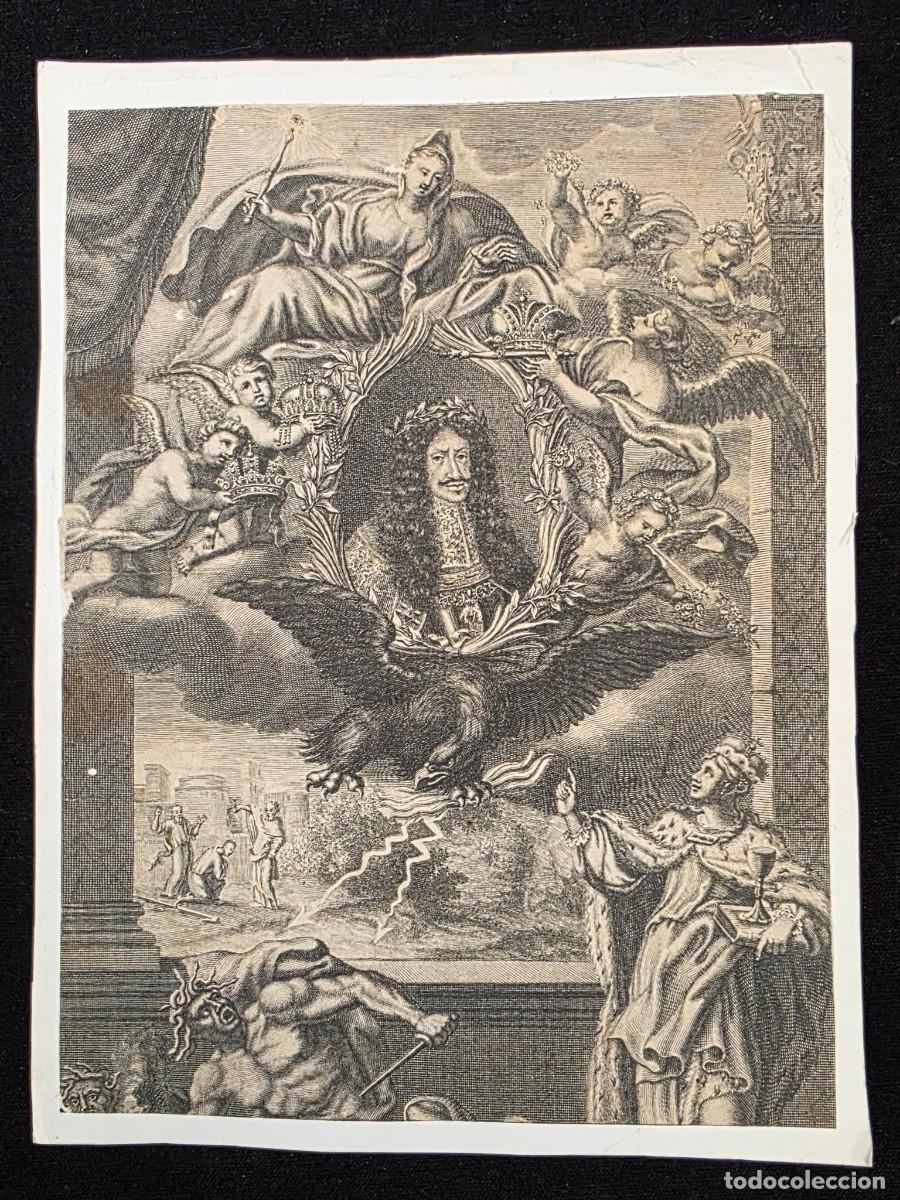 Arte: Grabado Aleg&oacute;rico del Emperador Leopoldo I de Habsburgo &ndash; Coronaci&oacute;n Imperial &ndash; L&aacute;mina Hist&oacute;rica