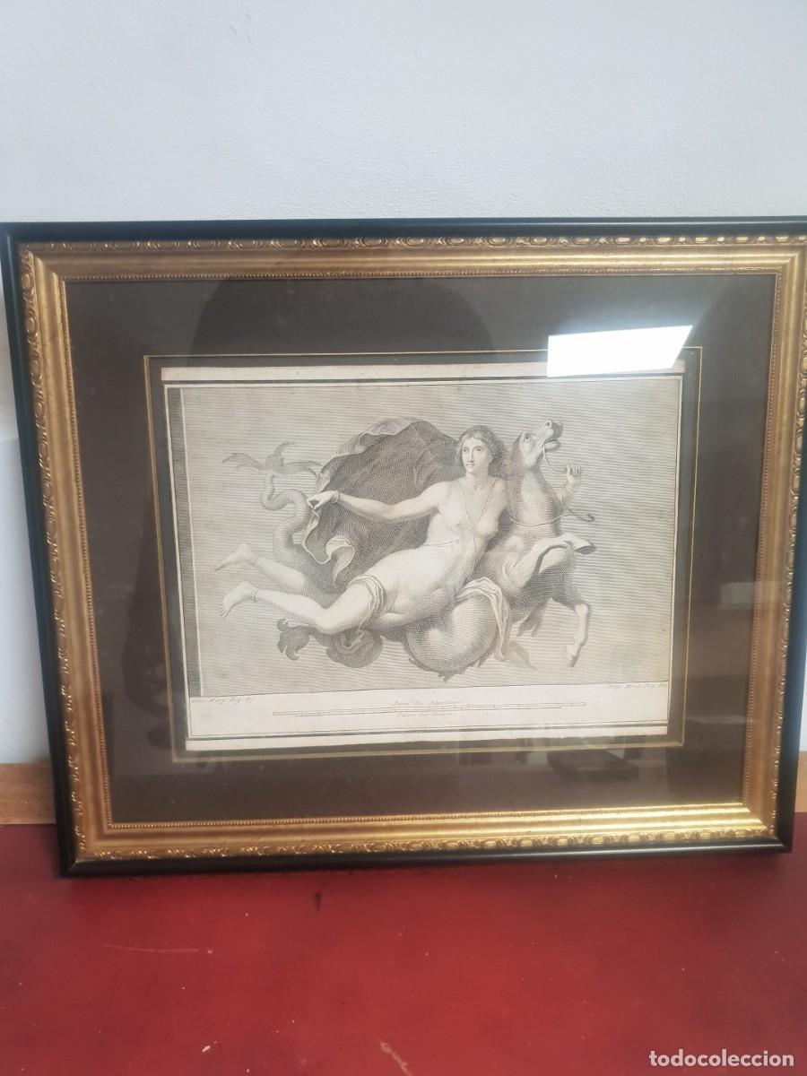 Arte: Grabado siglo xviii enmarcado alegoria napolitana