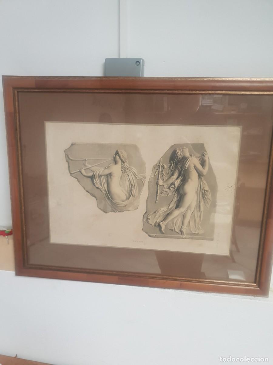 Arte: Grabado siglo xviii enmarcado alegoria napolitana