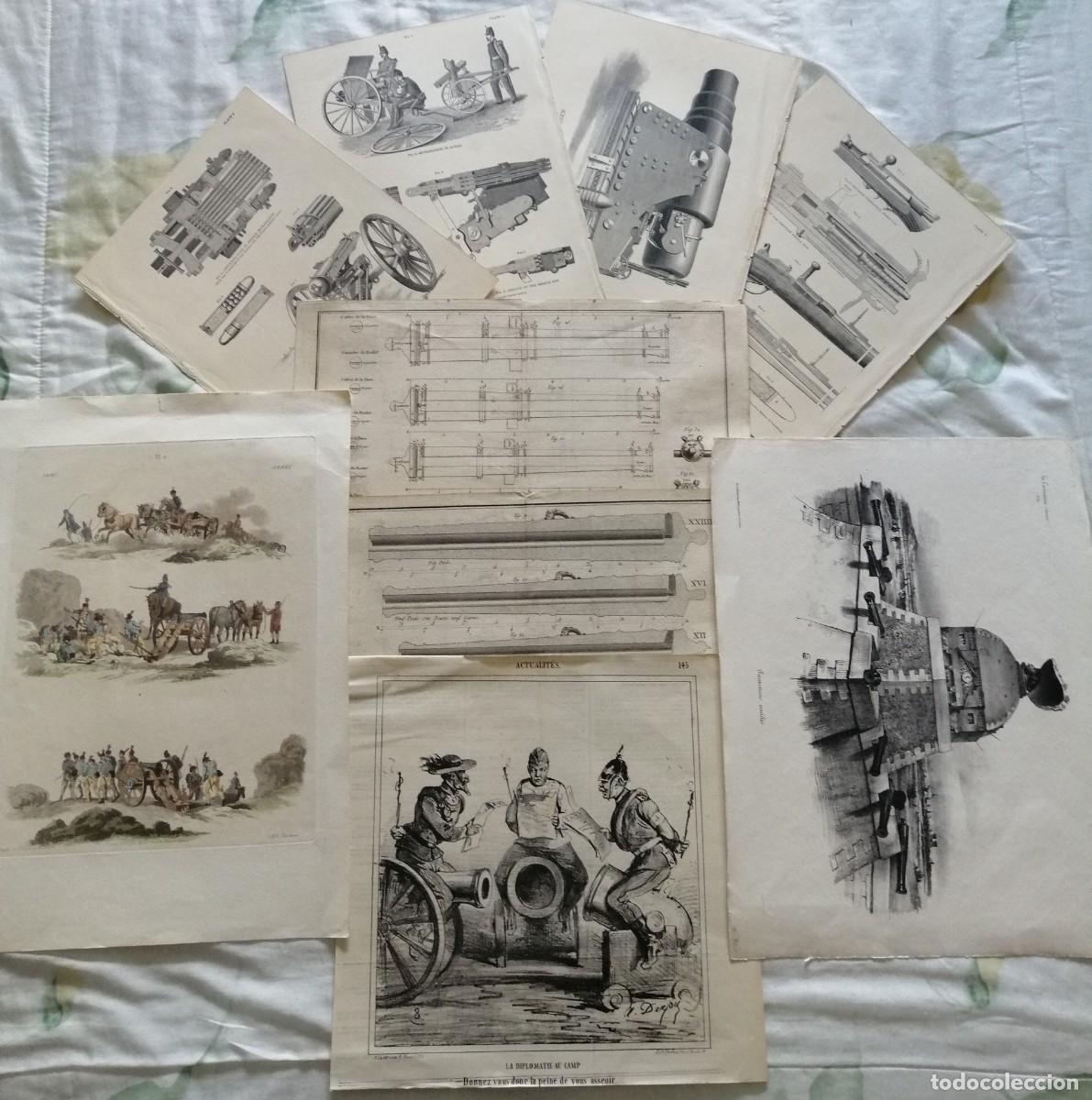 Arte: LOTE 9 L&Aacute;MINAS MILITARES TEMA CA&Ntilde;ONES. SIGLOS XVIII Y XIX. HASTA 28 X 39 CM.