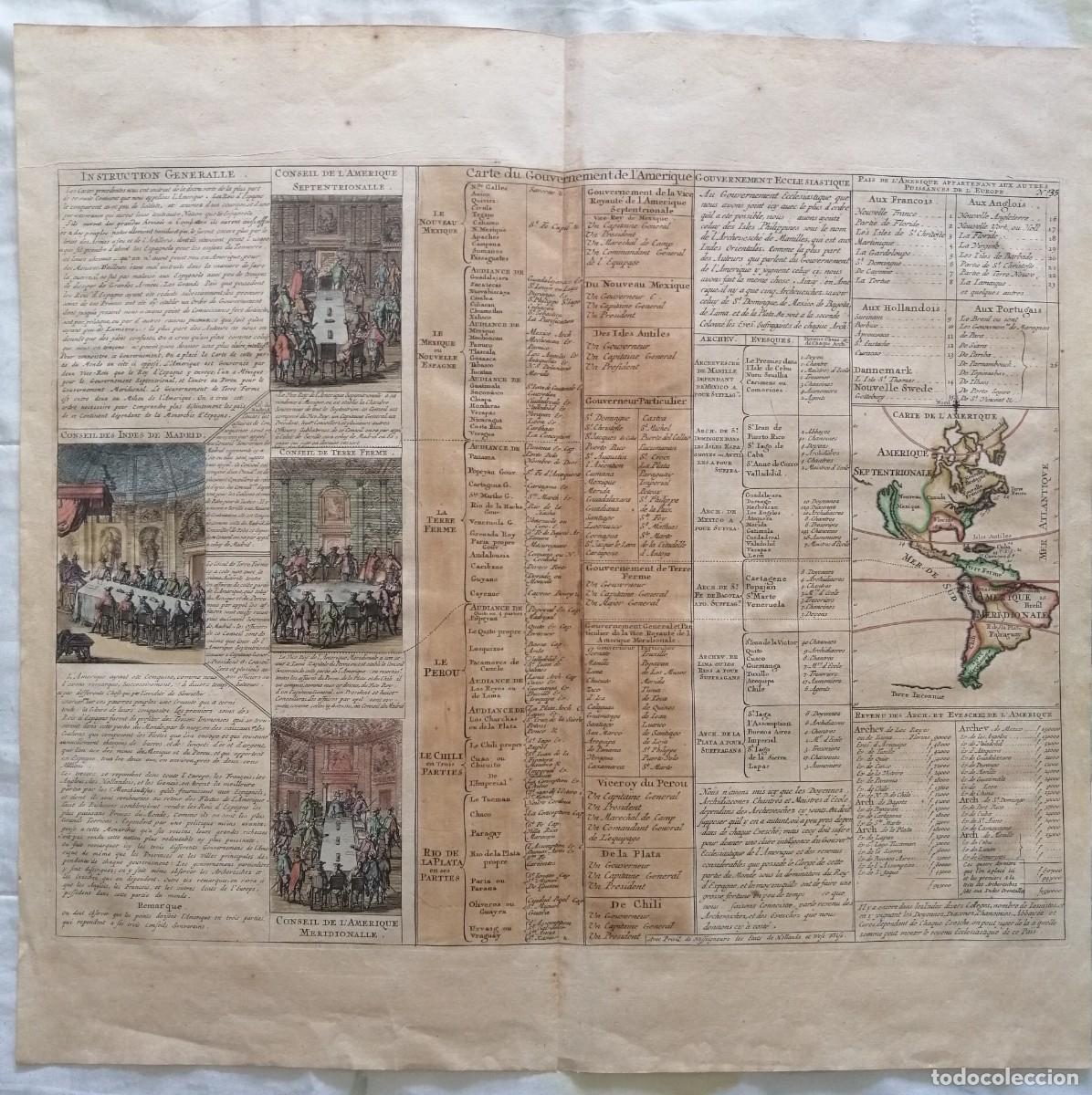 Arte: CHATELAIN: L&Aacute;MINA ORIGINAL 1720: CARTA DEL GOBIERNO DE AM&Eacute;RICA. 45 X 47 CM.
