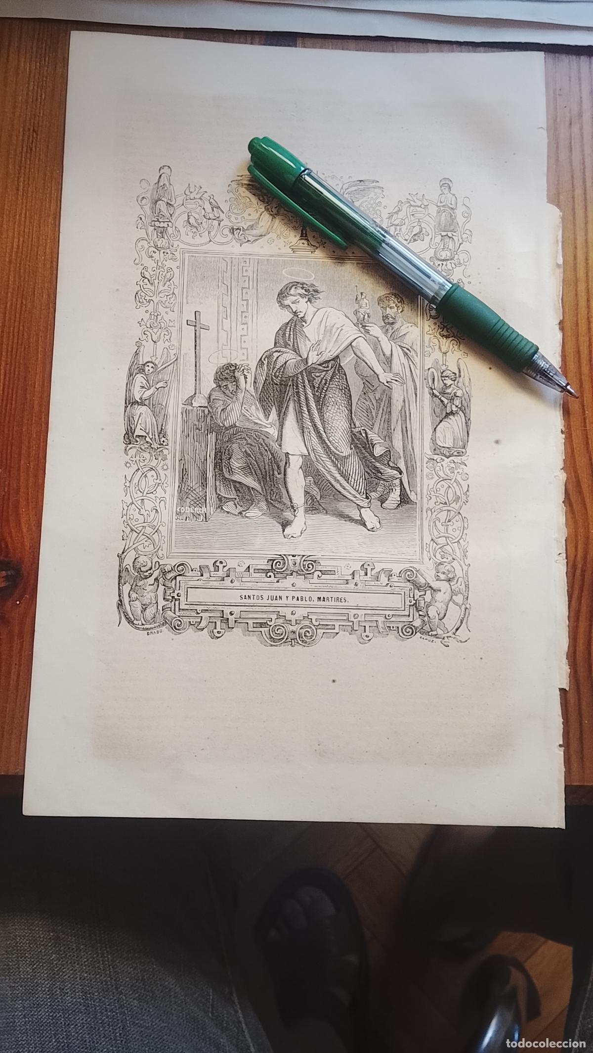 Arte: REF IGLESIA : Grabado Litogr&aacute;fico Religioso ISABELINO / VICTORIANO A&ntilde;o 1849 SAN JUAN Y PABLO MARTIR