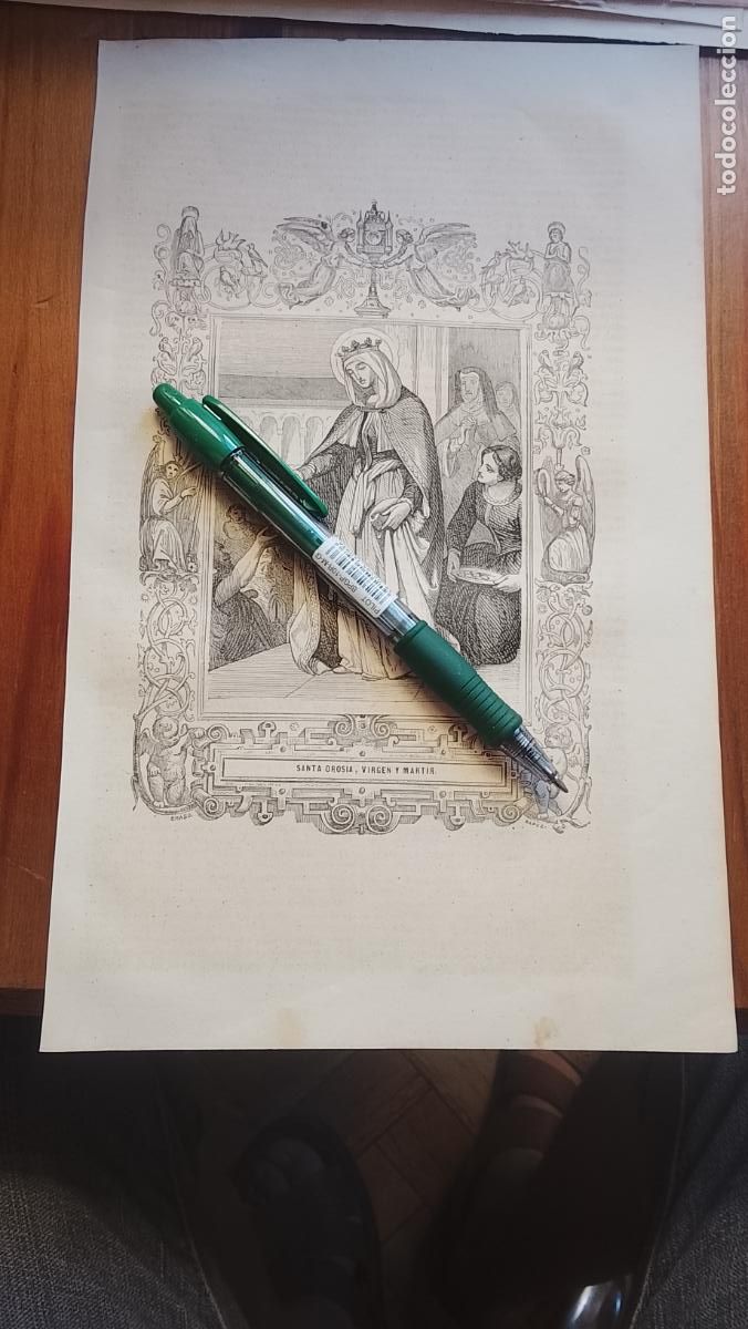 Arte: REF IGLESIA : Grabado Litogr&aacute;fico Religioso ISABELINO / VICTORIANO A&ntilde;o 1849 SANTA OROSIA VIRGEN