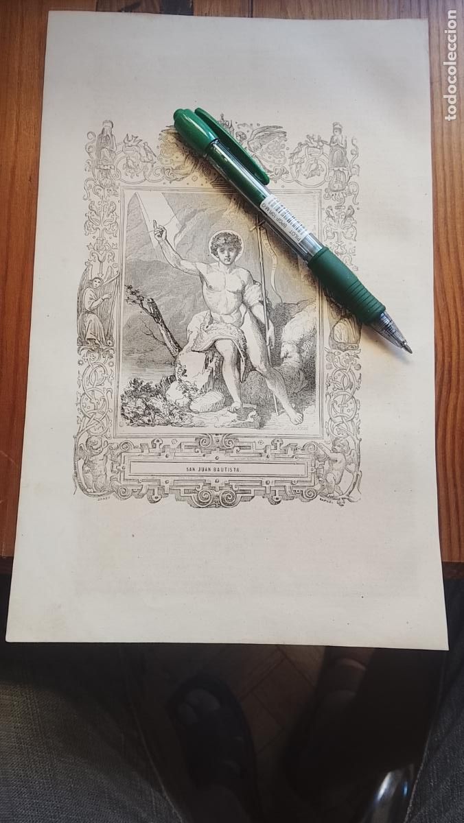 Arte: REF IGLESIA : Grabado Litogr&aacute;fico Religioso ISABELINO / VICTORIANO A&ntilde;o 1849 SAN JUAN BAUTISTA