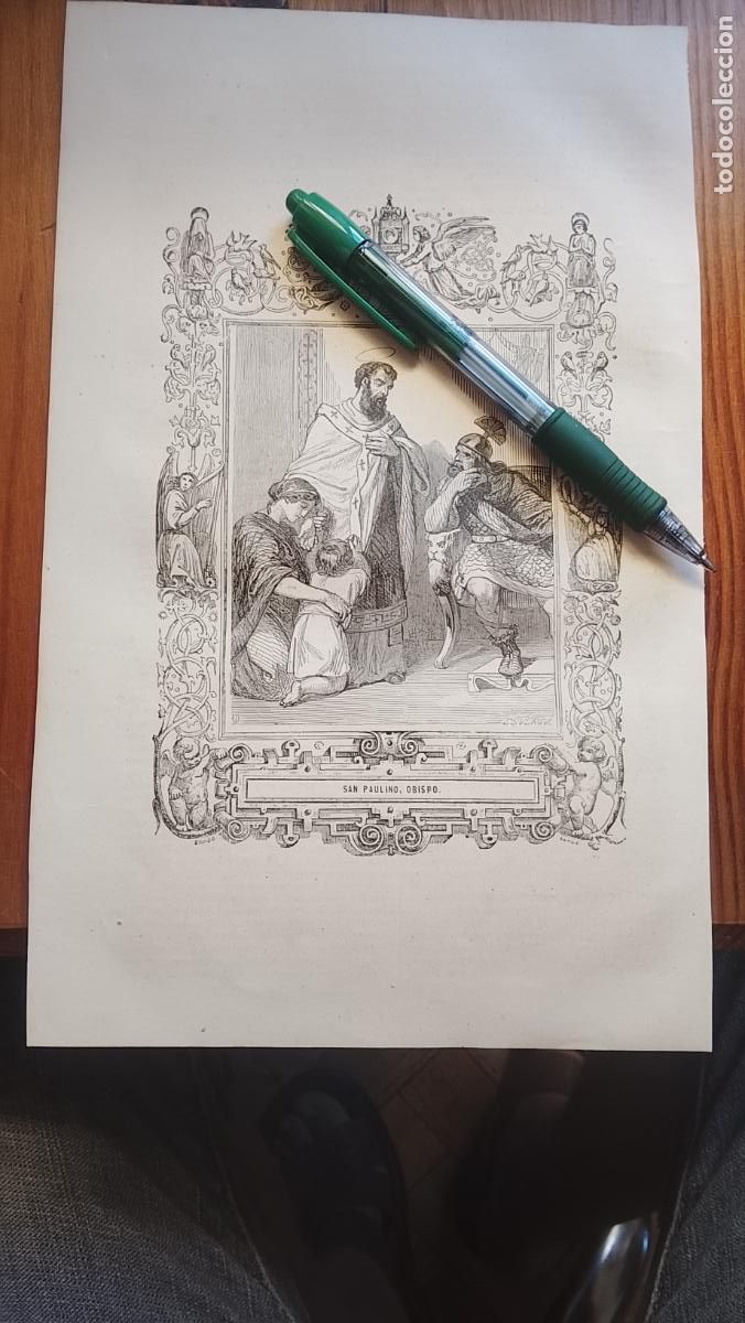 Arte: REF IGLESIA : Grabado Litogr&aacute;fico Religioso ISABELINO / VICTORIANO A&ntilde;o 1849 SAN PAULINO