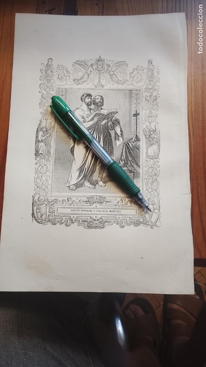 Arte: REF IGLESIA : Grabado Litogr&aacute;fico Religioso ISABELINO / VICTORIANO A&ntilde;o 1849 SAN GERVASIO PROTASIO