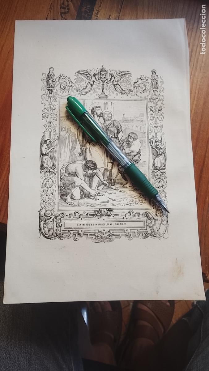Arte: plancha Grabado de a&ntilde;o 1849 san marco y marceliano